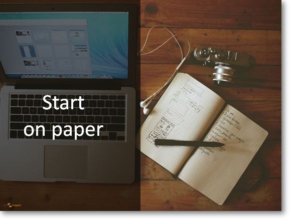 creative ppt start on paper idea