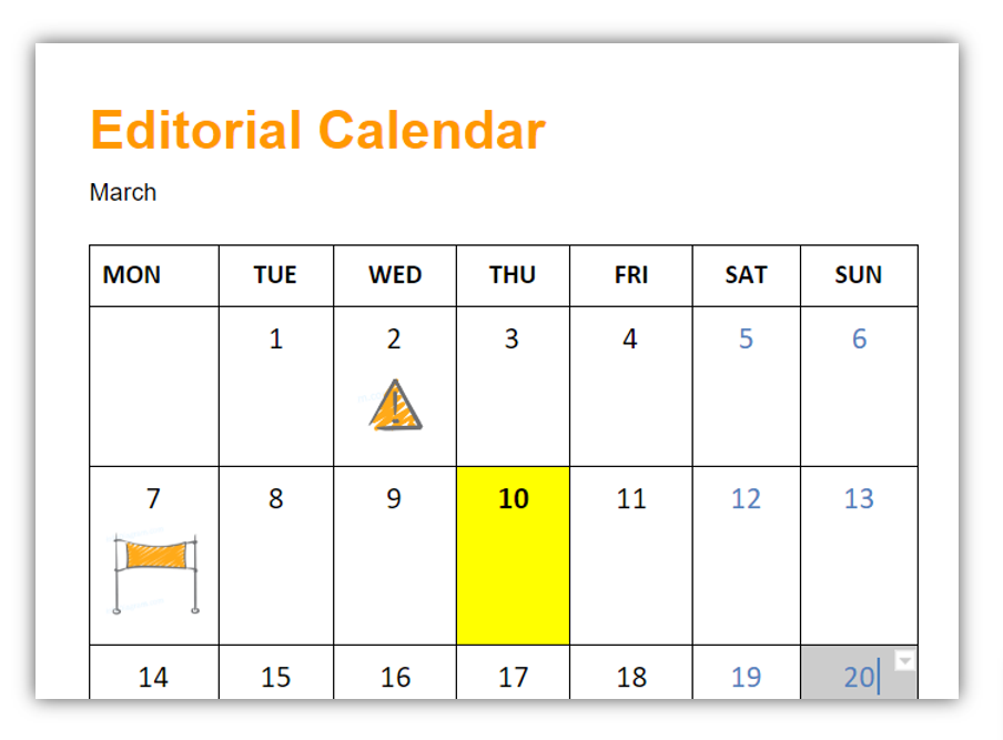 deadline in calendar show creatively