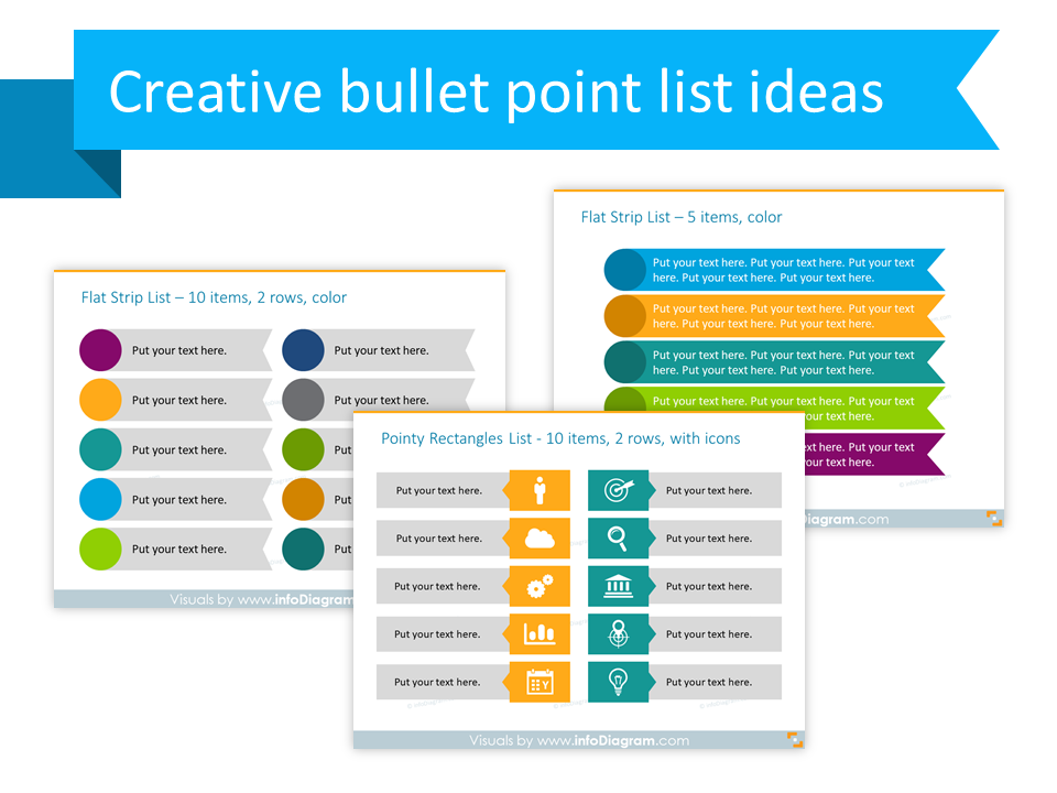 Creative bullet point list ideas in powerpoint presentation