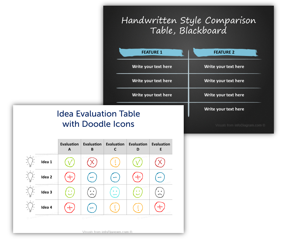 hand drawn tables infographics powerpoint template