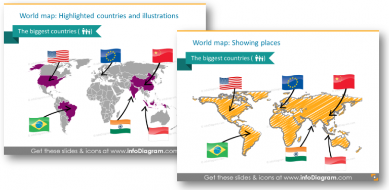 World Map Highlight Countries Powerpoint - Map