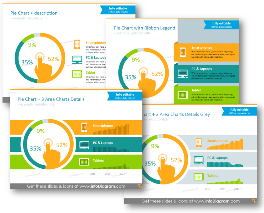 statistics pie chart infographics ppt