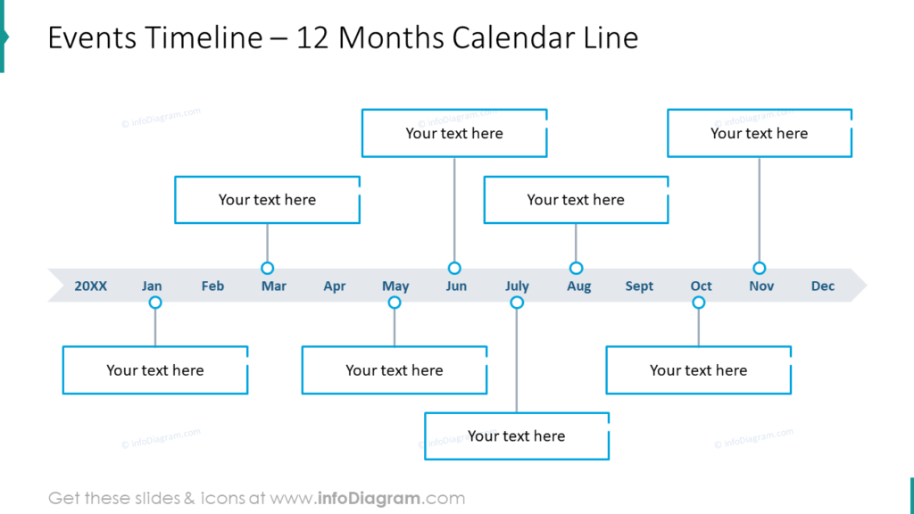 events timeline calendar line ppt