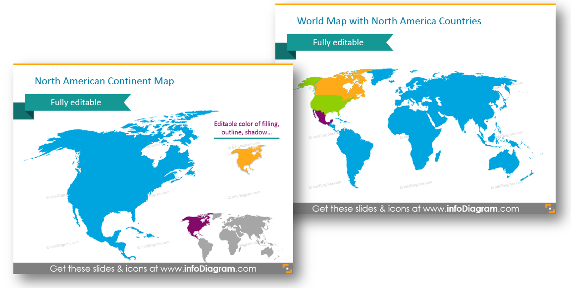 north america on the world map powerpoint