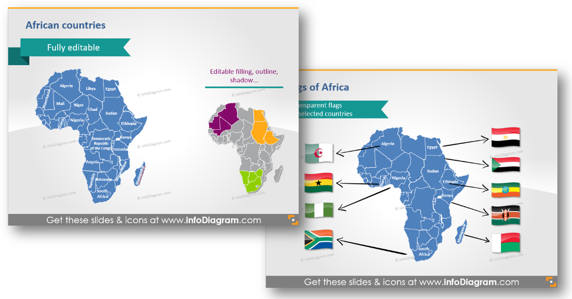 africa geographical map flags