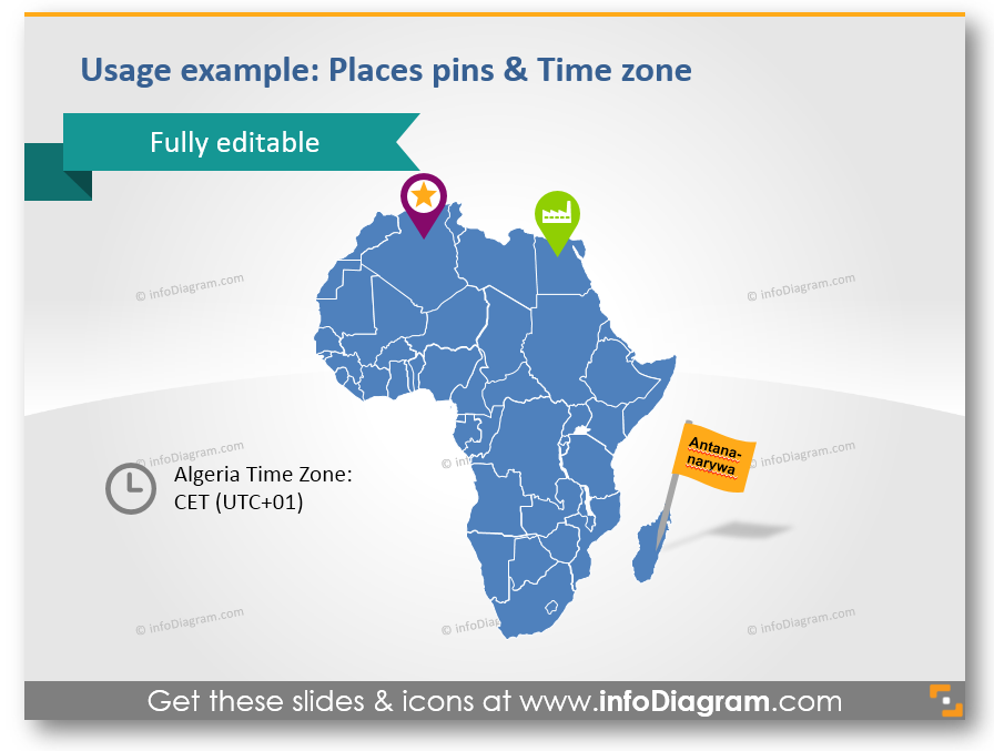 time zone place pin city african map