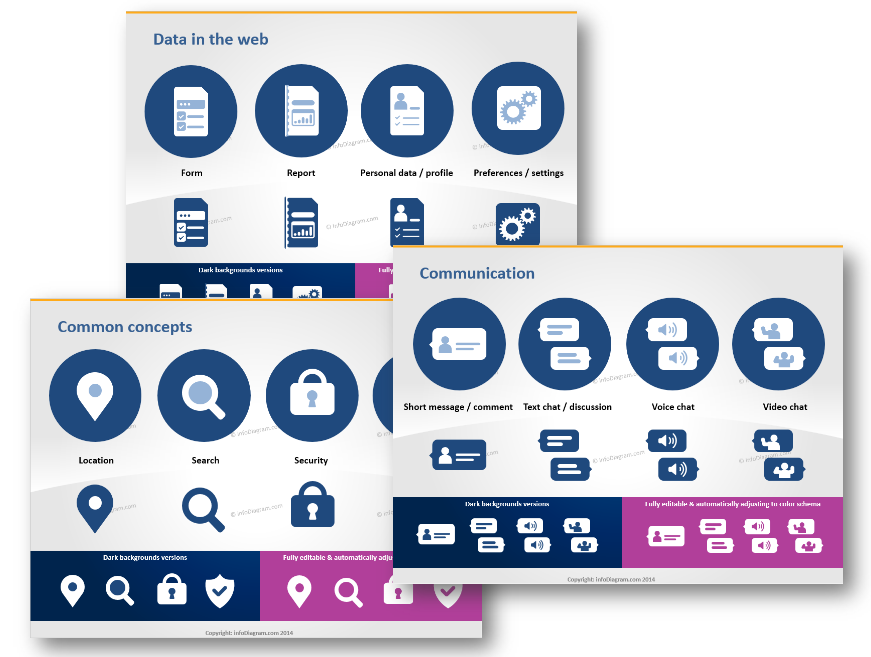 IT icons presentation communication data media web