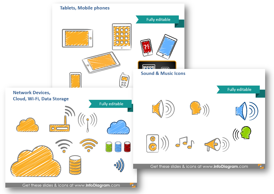 it devices cloud network icons ppt