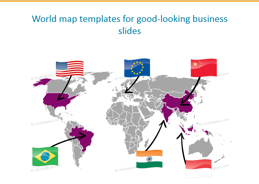 4 Ideas for Good-looking World Map Presentation Slide