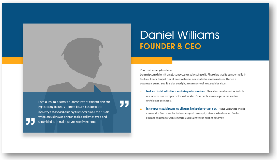 biography slide founder ceo presentation ppt