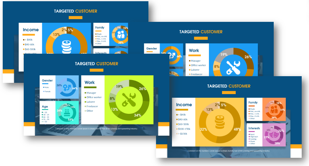 targeted customer statistics pie chart ppt