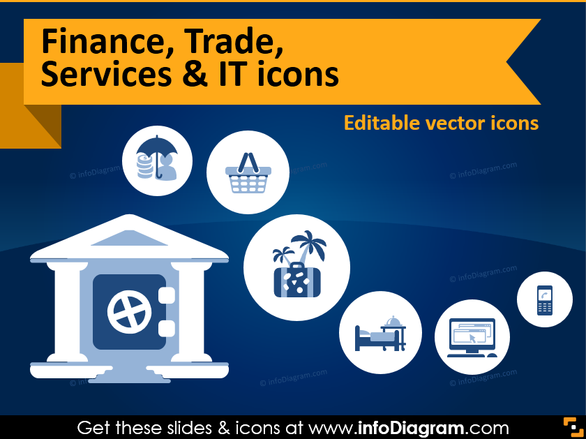 Finance, Trade, IT Service Industries Presented by Icons