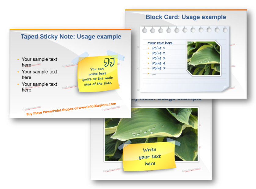 PPT pictures Sticky Note Pin Tape elements for slides