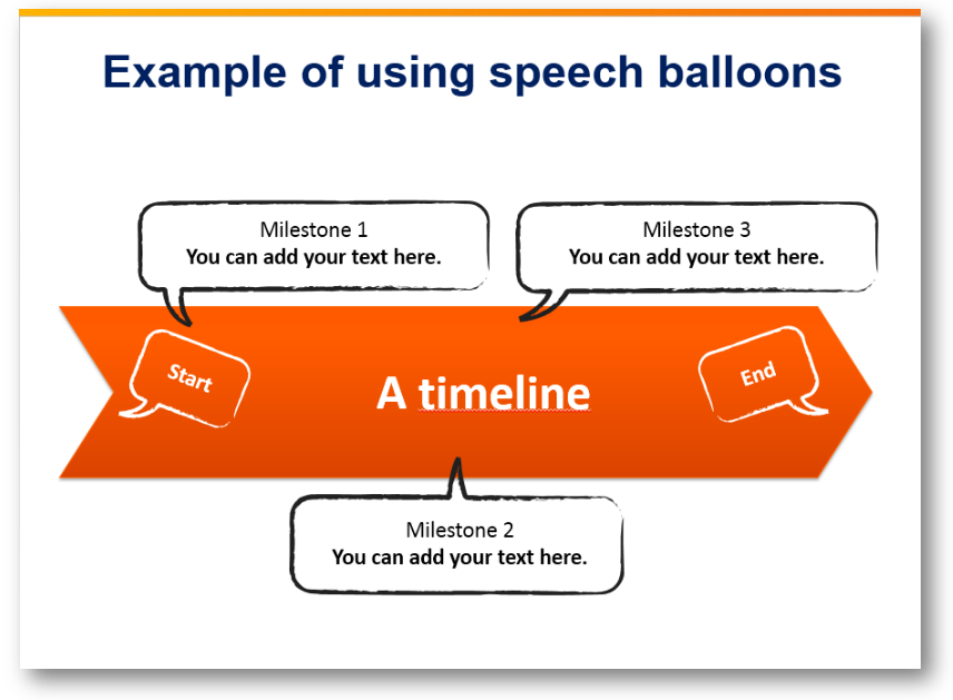 timeline speech balloons milestones ppt