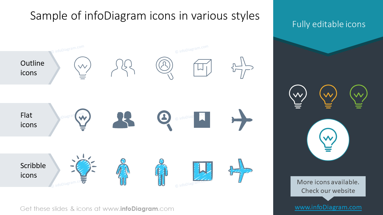 ppt icon styles hand drawn outline flat infodiagram