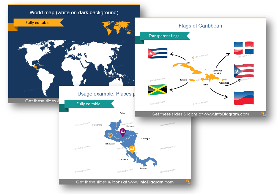 Maps Central America Caribbean editable maps ppt