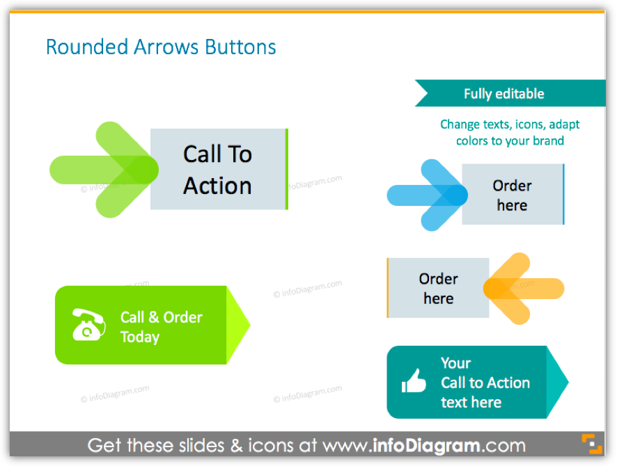 rounded arrow call to action buttons ppt