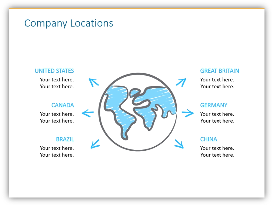 company locations globe hand-drawn graphics slide