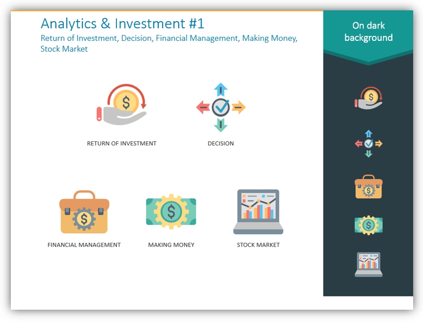 color icons analytics investment symbols