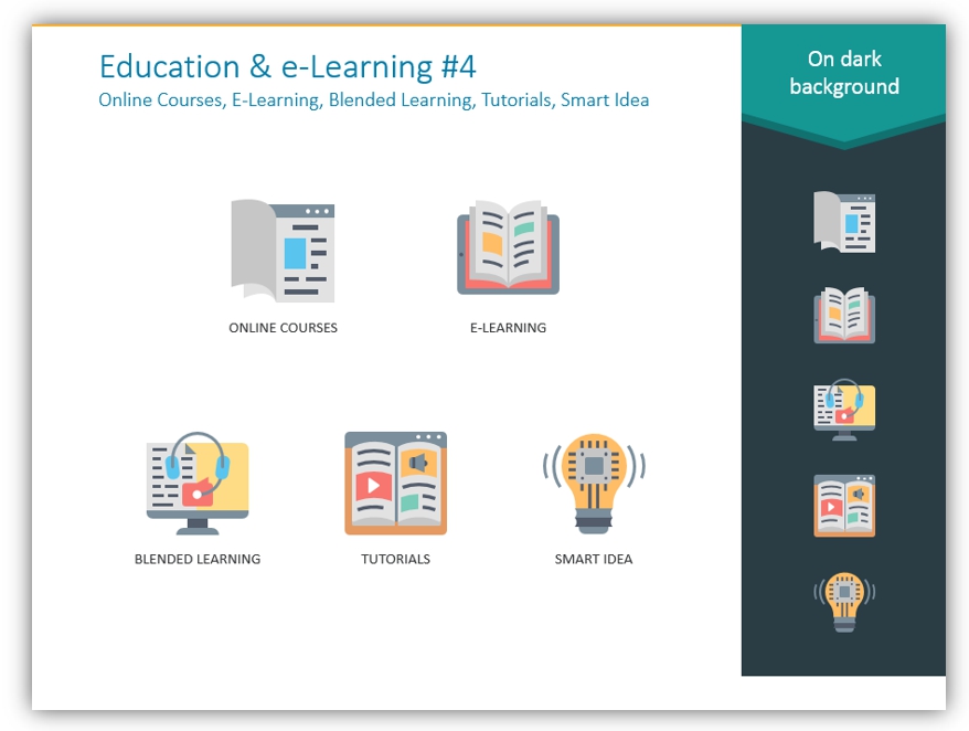 color icons e-learning education