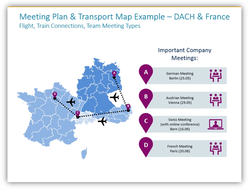 map graphics meeting transport map france dach countries