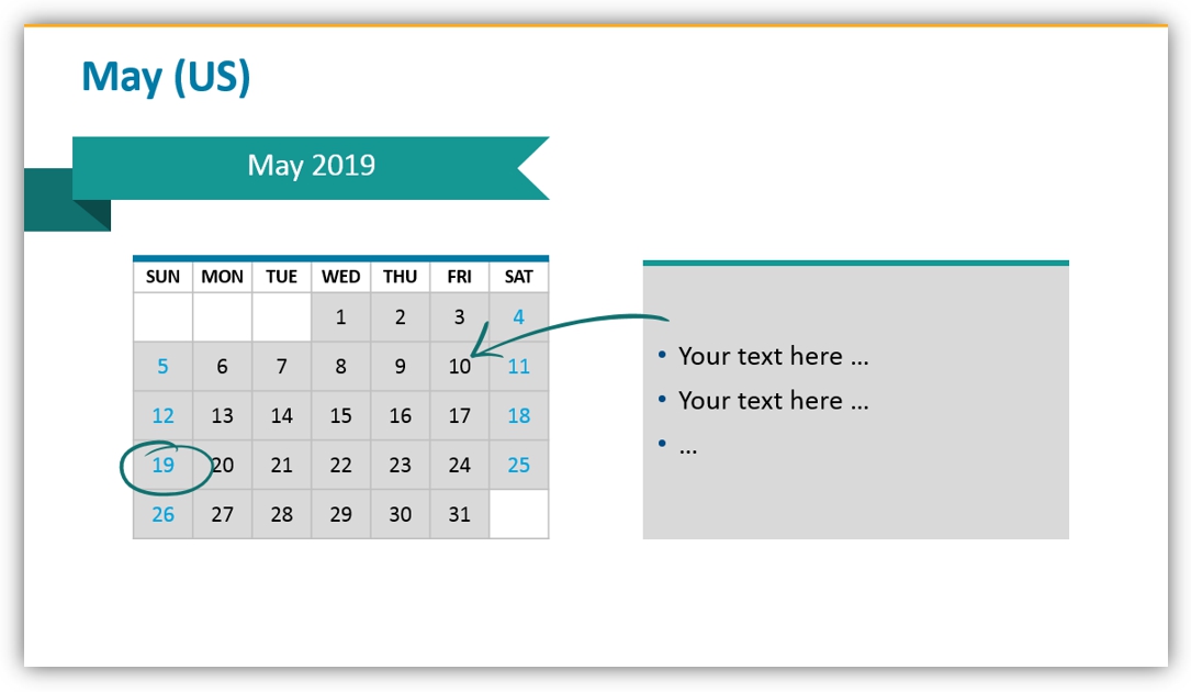 monthly calendar graphics ppt