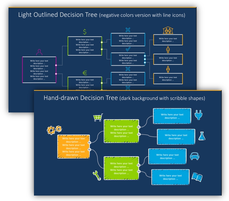 decision tree outline dark version ppt