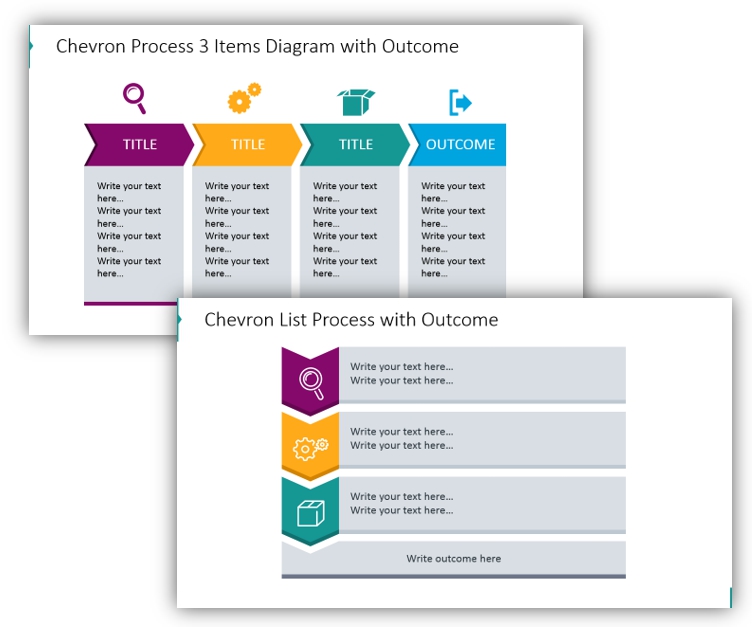 chevron process diagram outcome ppt