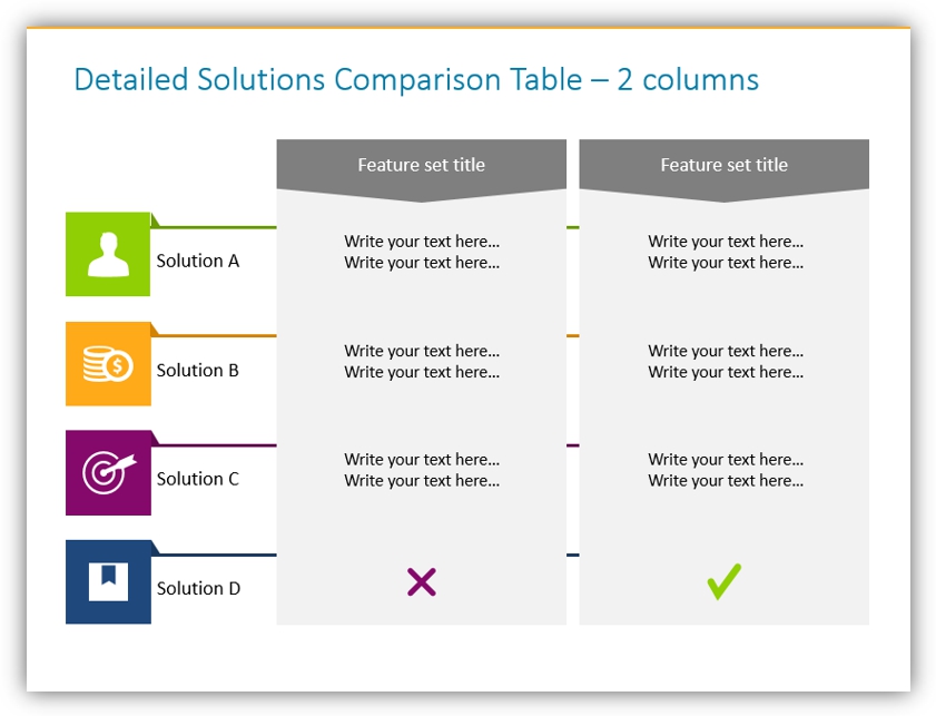 Feature titles. Сравнение ppt. Сравнение в POWERPOINT. Comparison. Two column Table.