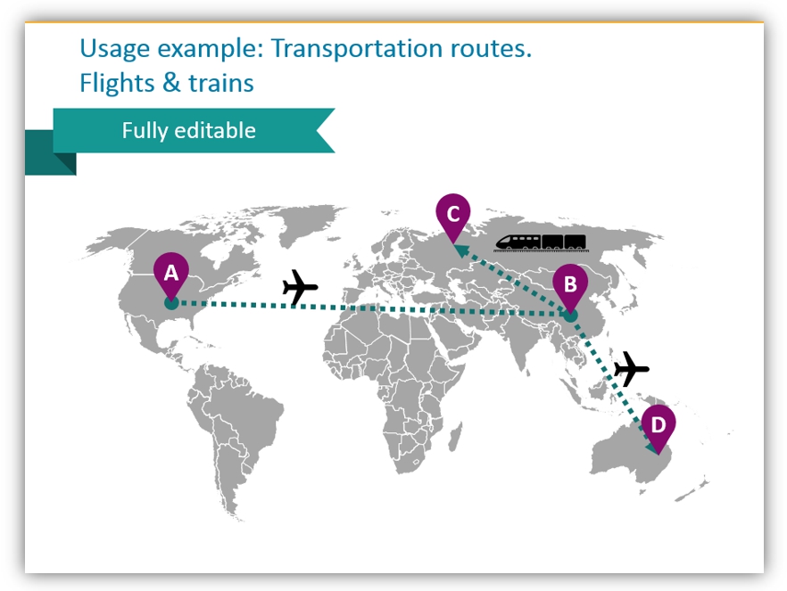 PowerPoint map international routes powerpoint