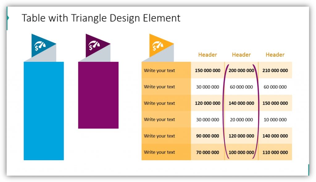 data table template graphics powerpoint