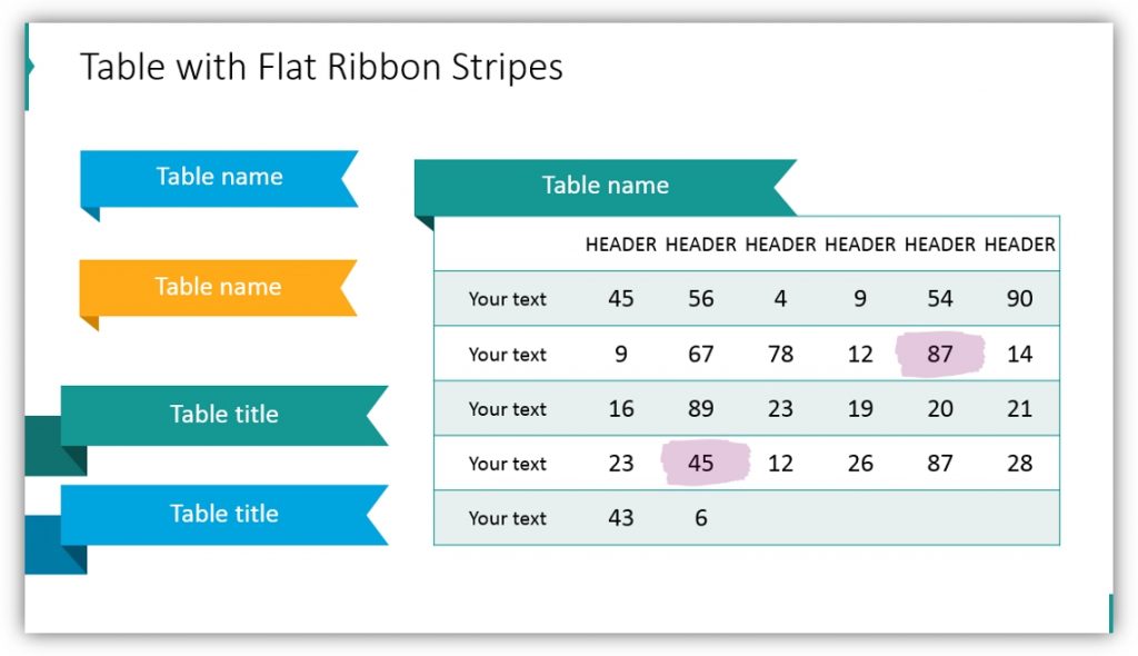 data table template creative row ppt