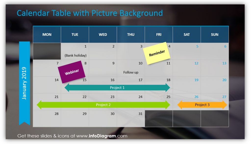 data table template calendar powerpoint