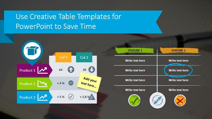 Use Creative Data Table Template for PowerPoint to Save Time