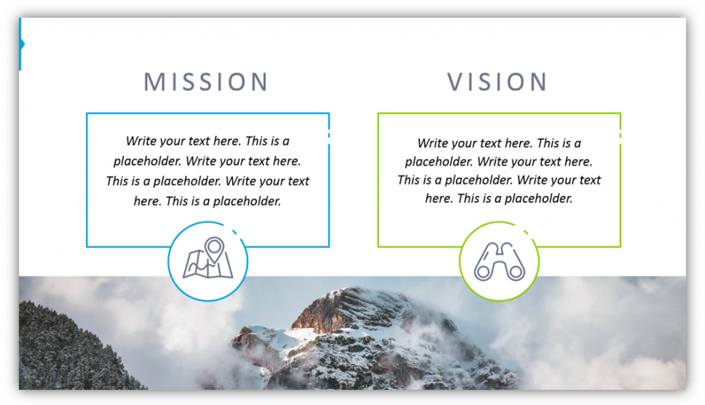 marketing strategy Mission Vision Declarations template slide