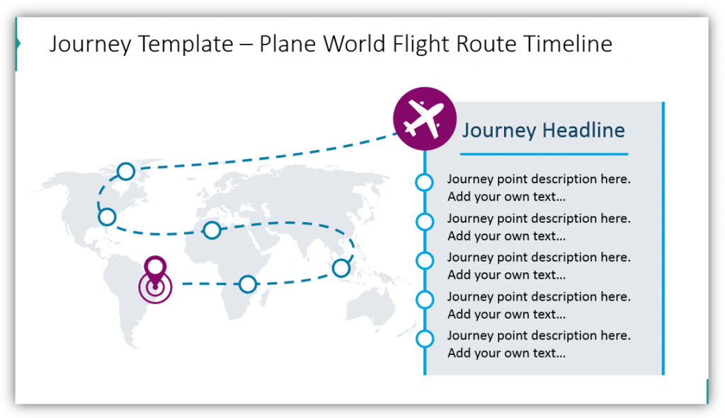 timeline graphics journey template plane world map ppt