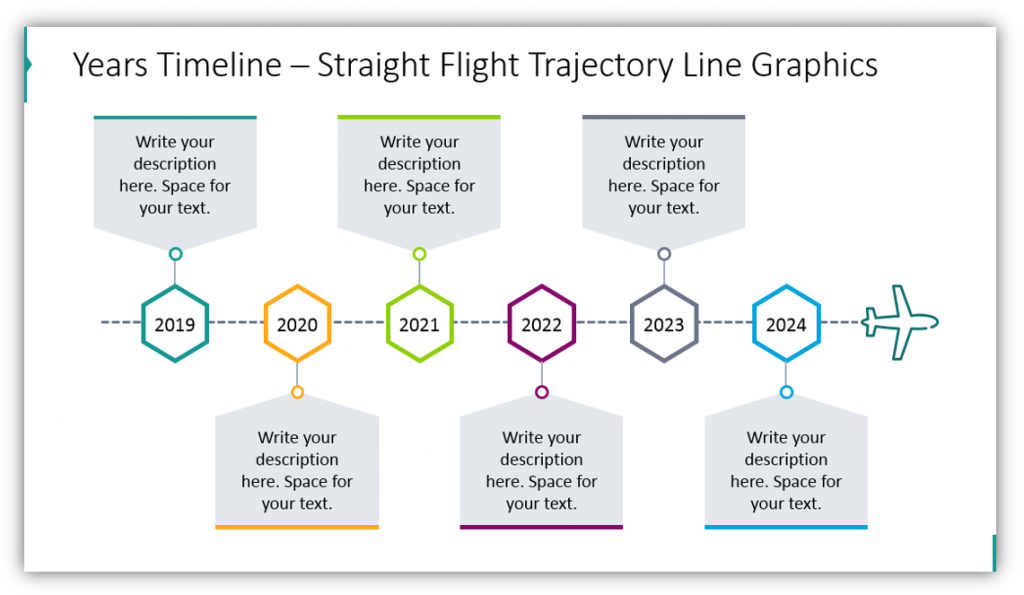 yearly timeline graphics Straight Flight Trajectory 