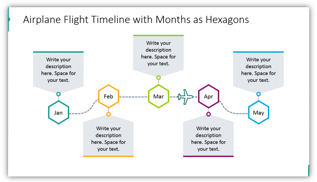 Airplane Flight timeline graphics ppt