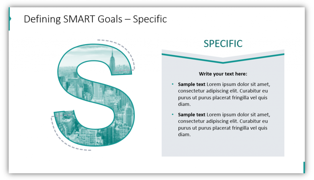 SMART goals specific component powerpoint
