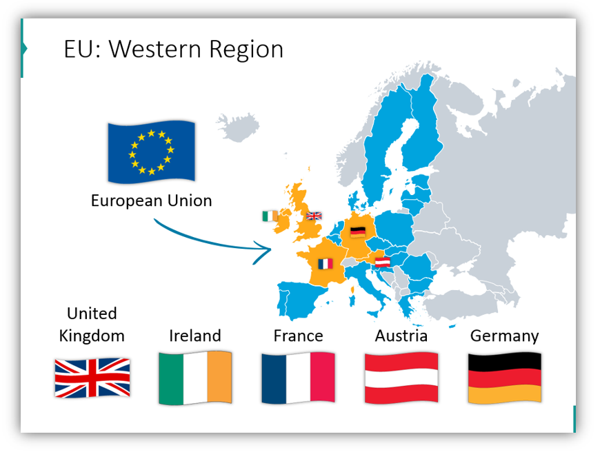 EU statistics Western Region map for powerpoint