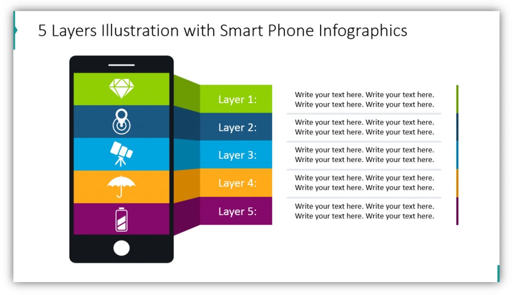 5 Layers Illustration with Smart Phone Infographics layers graphics