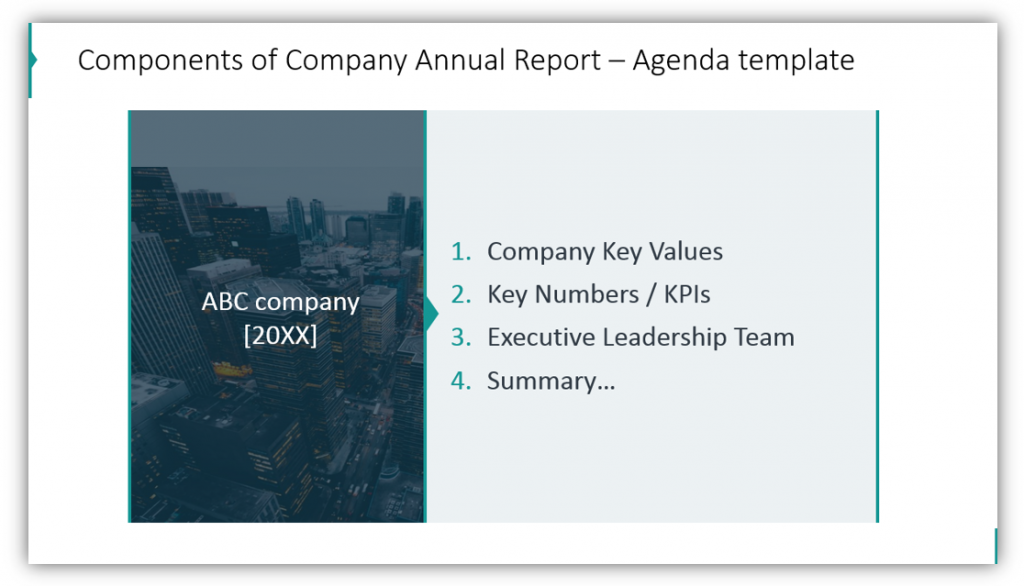 stock report Components of Company Annual Report – Agenda template