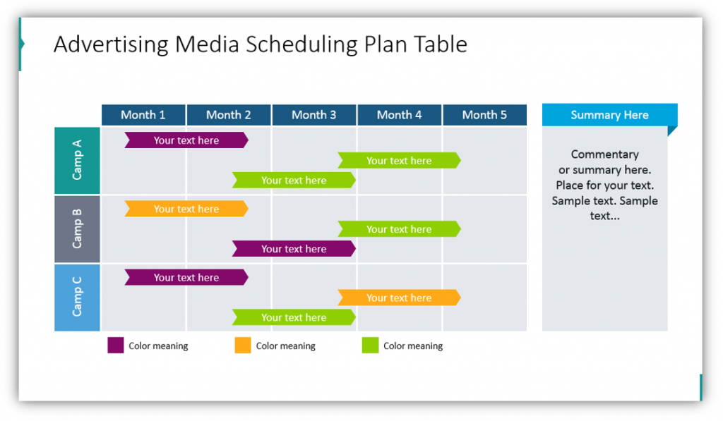 Advertising Scheduling Plan Table media planning ppt