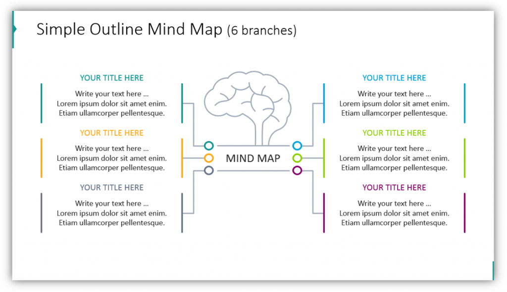 simple outline mind map diagram ppt