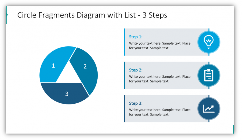 shutter and circle graphics Circle Fragments Diagram with List 