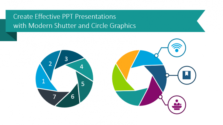shutter and circle graphics PowerPoint slides