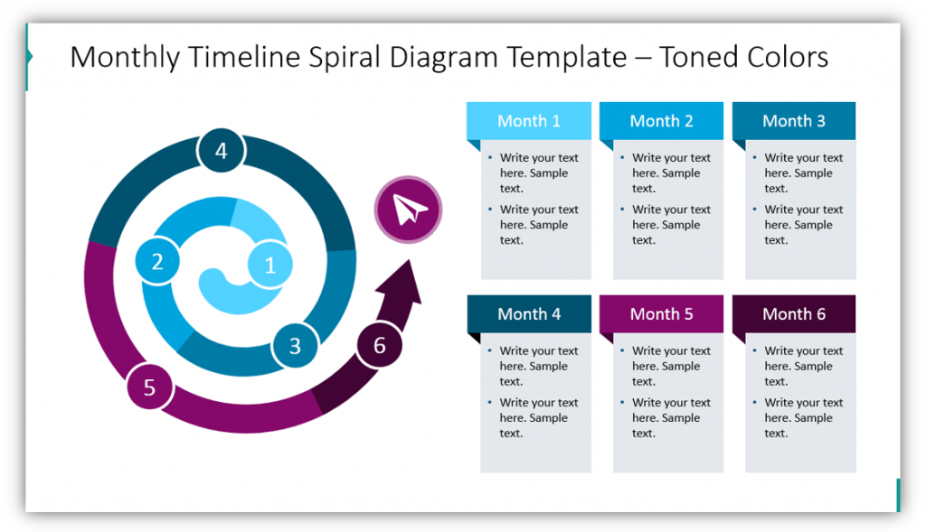 Spiral Diagram Monthly Timeline Spiral Diagram Template in Toned Colors