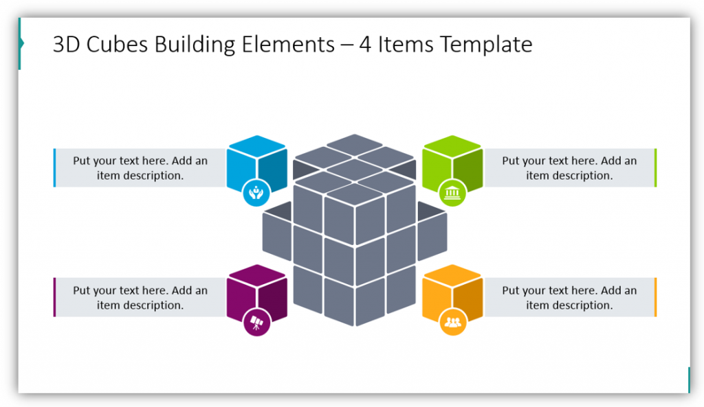 3D Cubes Building Elements – 4 Items Template