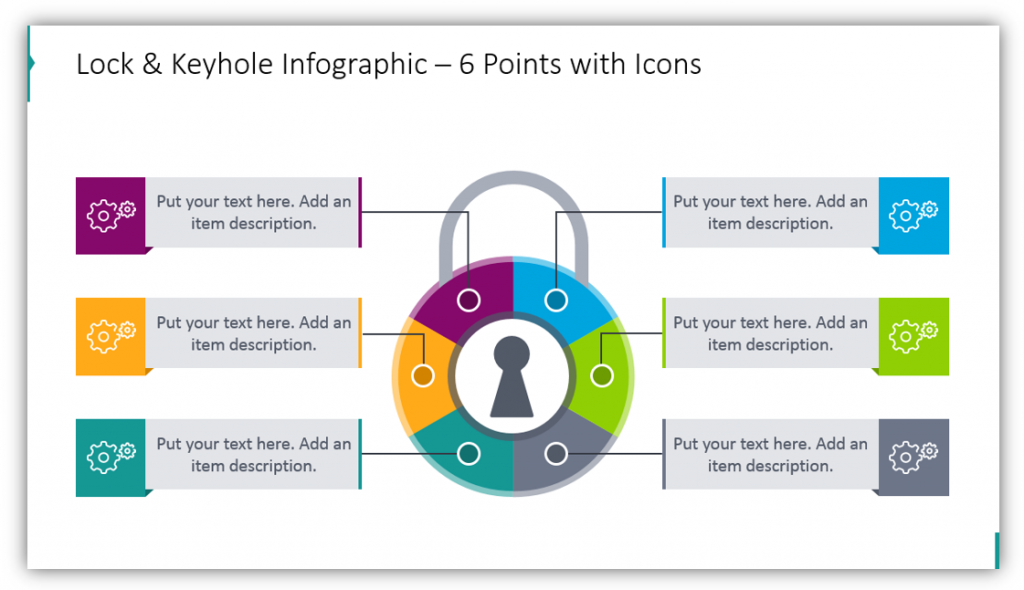 Lock and Keyhole Infographic – 6 Points with Icons