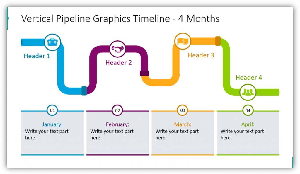 Vertical Pipeline Graphics Timeline  4 Months